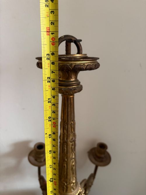 FRENCH 19TH CENTURY GILT BRONZE 6 BRANCH CHANDELIER 60CM TALL ELECTRIC OR CANDLE - ADDITIONAL PHOTO 12