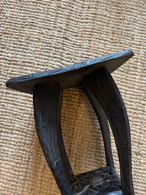 A LIBERTY ARTS AND CRAFTS JAPANESE LILY PAD CARVED SIDE TABLE C1900 - ADDITIONAL PHOTO 5