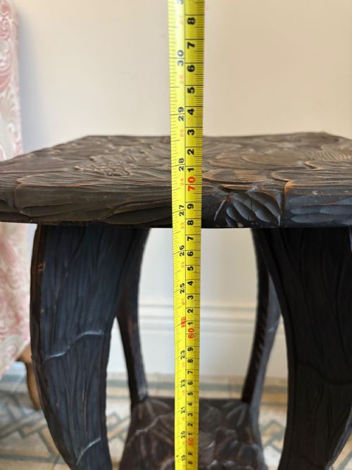 A LIBERTY ARTS AND CRAFTS JAPANESE LILY PAD CARVED SIDE TABLE C1900 - ADDITIONAL PHOTO 11
