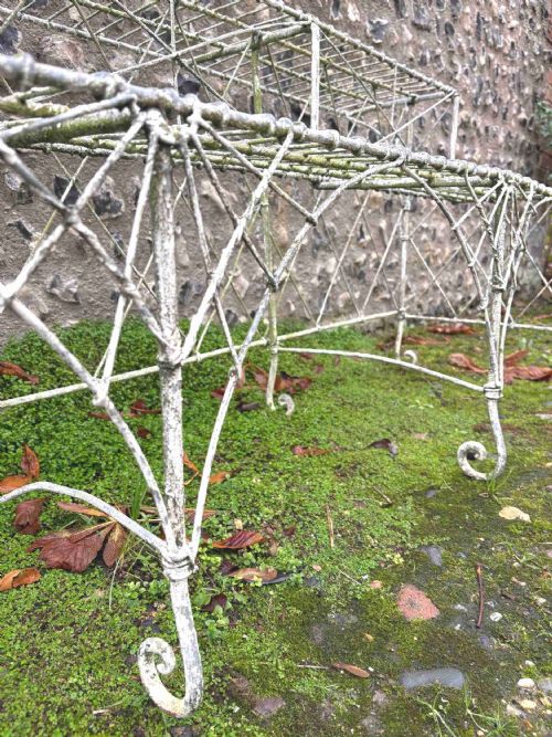 A 19TH CENTURY ENGLISH WIREWORK 2 TIER WHITE PAINTED PLANT STAND 160CM - ADDITIONAL PHOTO 3