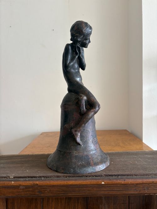 HENRI PERNOT 18591937 LA BELLE EPOQUE SEATED BOY BRONZE C1900 39CM SIGNED - ADDITIONAL PHOTO 3