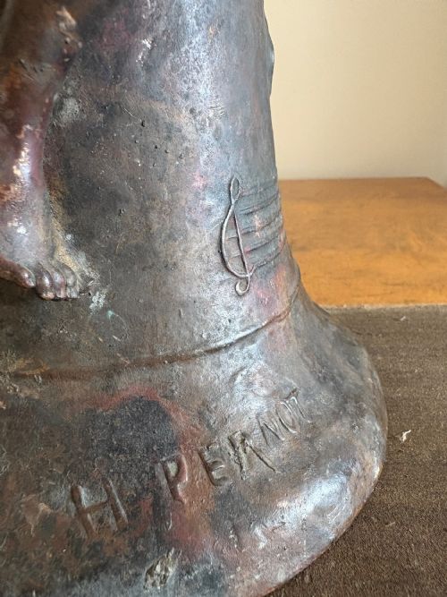 HENRI PERNOT 18591937 LA BELLE EPOQUE SEATED BOY BRONZE C1900 39CM SIGNED - ADDITIONAL PHOTO 5