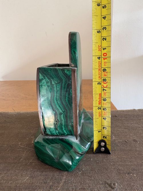 ANTIQUE MALACHITE AND BRONZE PEN DESK TIDY CIRCA 19201930S 13CM TALL - ADDITIONAL PHOTO 10