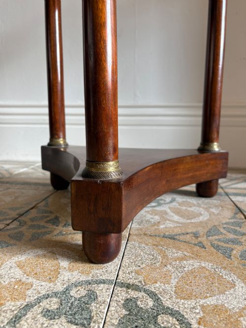 A FRENCH EMPIRE REVIVAL MAHOGANY GUERIDON C1900 MARBLE TOP TRIFORM BASE 50CM DIA - ADDITIONAL PHOTO 3