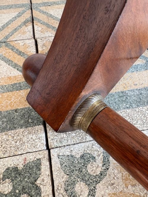A FRENCH EMPIRE REVIVAL MAHOGANY GUERIDON C1900 MARBLE TOP TRIFORM BASE 50CM DIA - ADDITIONAL PHOTO 9