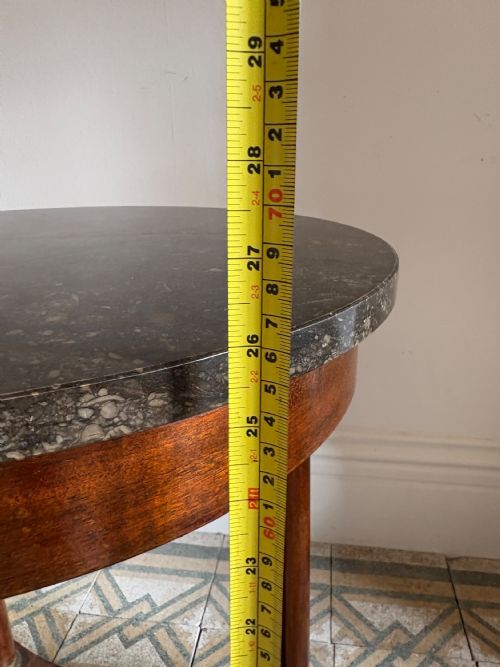 A FRENCH EMPIRE REVIVAL MAHOGANY GUERIDON C1900 MARBLE TOP TRIFORM BASE 50CM DIA - ADDITIONAL PHOTO 15