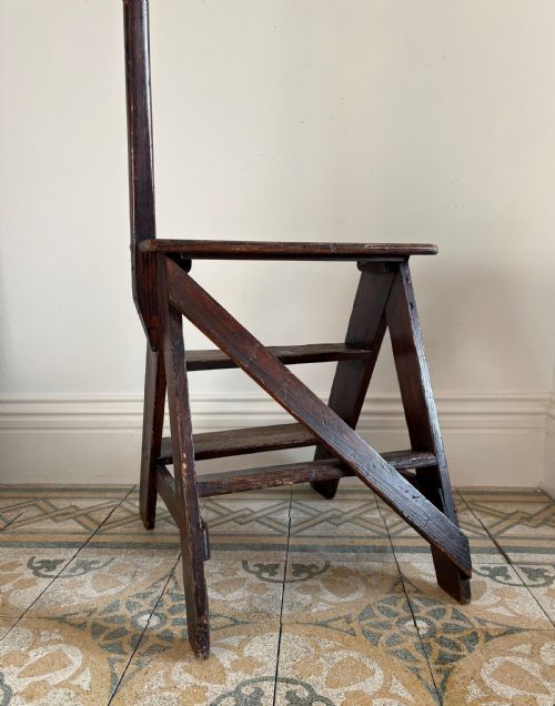 A PAIR OF 19TH CENTURY PINE ANTIQUE LIBRARY STEPS - ADDITIONAL PHOTO 4