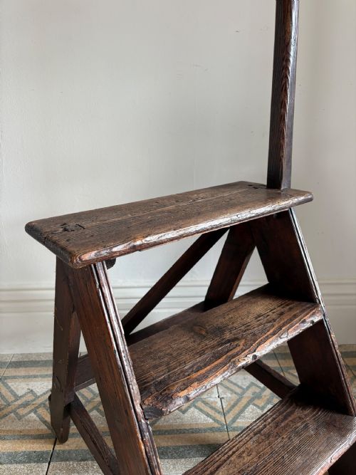 A PAIR OF 19TH CENTURY PINE ANTIQUE LIBRARY STEPS - ADDITIONAL PHOTO 7