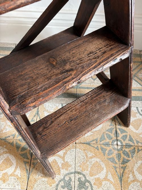 A PAIR OF 19TH CENTURY PINE ANTIQUE LIBRARY STEPS - ADDITIONAL PHOTO 9