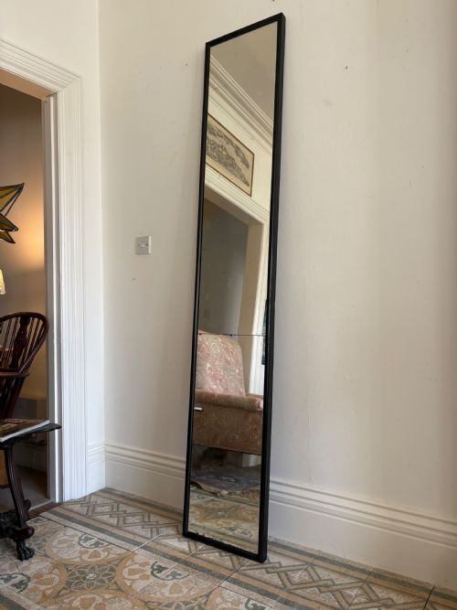 EARLY 20TH CENTURY SPLIT PLATE EBONISED DRAPERS FULL LENGTH MIRROR 211CM - ADDITIONAL PHOTO 2