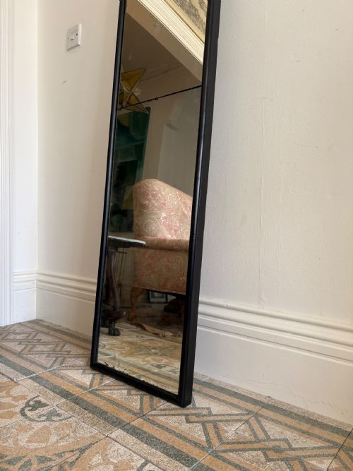 EARLY 20TH CENTURY SPLIT PLATE EBONISED DRAPERS FULL LENGTH MIRROR 211CM - ADDITIONAL PHOTO 4