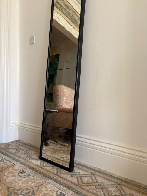 EARLY 20TH CENTURY SPLIT PLATE EBONISED DRAPERS FULL LENGTH MIRROR 211CM - ADDITIONAL PHOTO 6