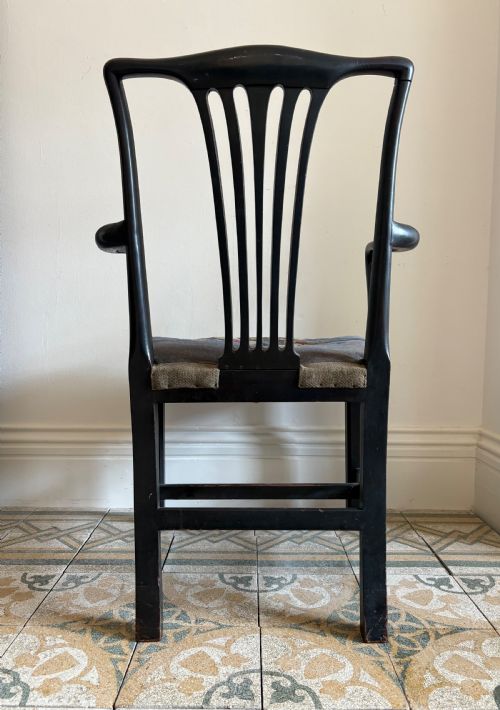 A CHIPPENDALE STYLE GEORGE 111 MAHOGANY ELBOW CHAIR WITH TAPESTRY SEAT C1800 - ADDITIONAL PHOTO 8