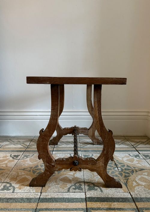 EARLY 20THC SPANISH STYLE ARTS AND CRAFTS FRATINO LIMED OAK SIDE TABLE 64CM - ADDITIONAL PHOTO 5