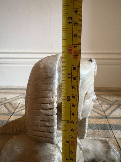 EGYPTIAN REVIVAL EARLY 20TH CENTURY SOLID PLASTER SPHINX STATUE 48CM - ADDITIONAL PHOTO 15