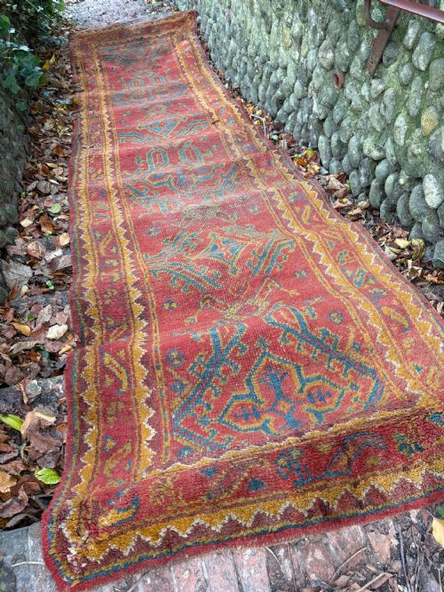 ANTIQUE OUSHAK COUNTRY HOUSE RUNNER TURKISH CARPET C1900S 398CM X 98CM - ADDITIONAL PHOTO 2