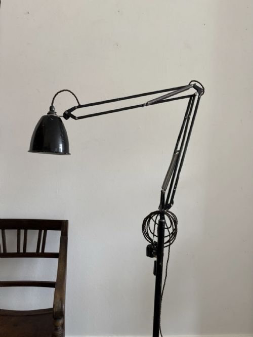 A TYPE 75 ANGLEPOISE INDUSTRIAL FLOOR LAMP WITH TROLLEY BASE PAT REWIRED C1930S - ADDITIONAL PHOTO 2