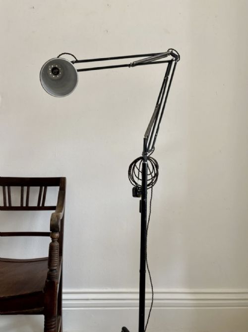 A TYPE 75 ANGLEPOISE INDUSTRIAL FLOOR LAMP WITH TROLLEY BASE PAT REWIRED C1930S - ADDITIONAL PHOTO 5