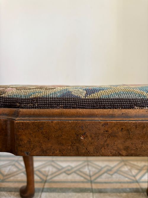 A 19THC QUEEN ANNE STYLE WALNUT DRESSING OR FOOTSTOOL WITH TAPESTRY SEAT AND CABRIOLE LEGS - ADDITIONAL PHOTO 10