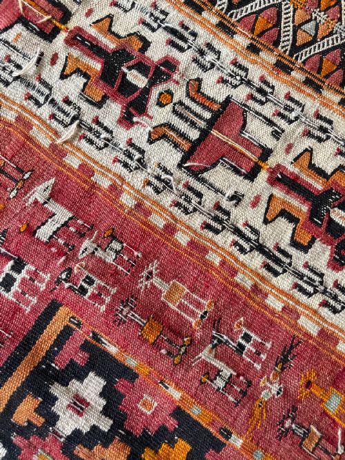 ANTIQUE ANATOLIAN KILIM COUNTRY HOUSE TRIBAL RUG C1920S 280CM X 135CM - ADDITIONAL PHOTO 4