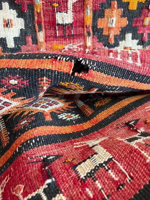 ANTIQUE ANATOLIAN KILIM COUNTRY HOUSE TRIBAL RUG C1920S 280CM X 135CM - ADDITIONAL PHOTO 11