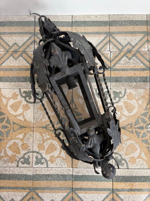A SOUTHERN FRANCE ORNATE WROUGHT IRON HALL LANTERN PETIT MANOIR C19001920 75CM - ADDITIONAL PHOTO 2