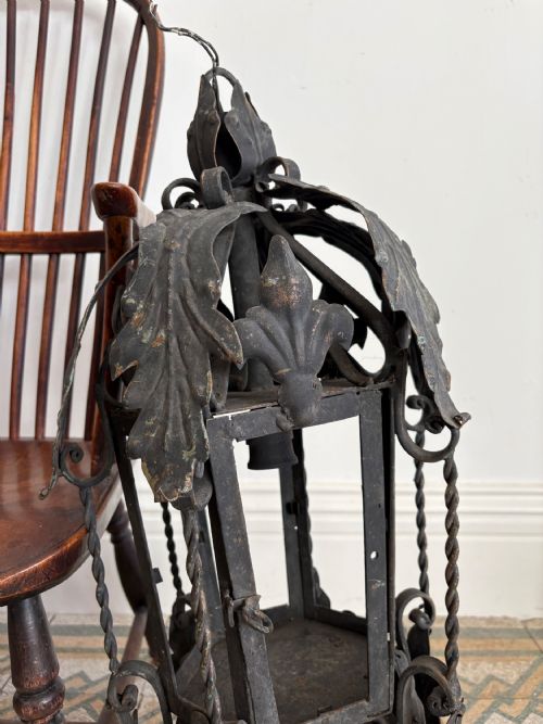 A SOUTHERN FRANCE ORNATE WROUGHT IRON HALL LANTERN PETIT MANOIR C19001920 75CM - ADDITIONAL PHOTO 6