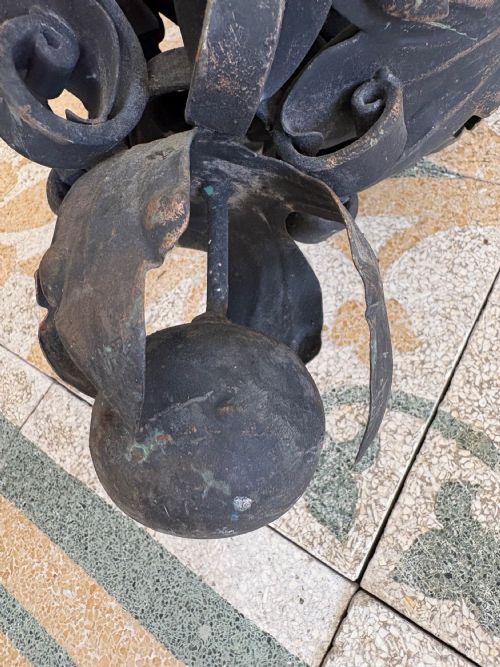 A SOUTHERN FRANCE ORNATE WROUGHT IRON HALL LANTERN PETIT MANOIR C19001920 75CM - ADDITIONAL PHOTO 9