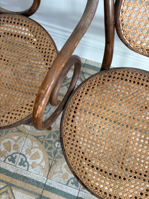 PAIR 1920S THONET NO11 CANE SEAT ARMCHAIR BY ZPM RODOMSKO ORIGINAL MAKER LABEL - ADDITIONAL PHOTO 2