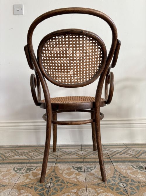 PAIR 1920S THONET NO11 CANE SEAT ARMCHAIR BY ZPM RODOMSKO ORIGINAL MAKER LABEL - ADDITIONAL PHOTO 4
