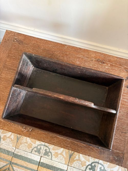 A WELSH GEORGIAN OAK BUTLERS CUTLERY TRAY C1800 CANTED SIDES DOVETAIL JOINTS 36CM - ADDITIONAL PHOTO 6