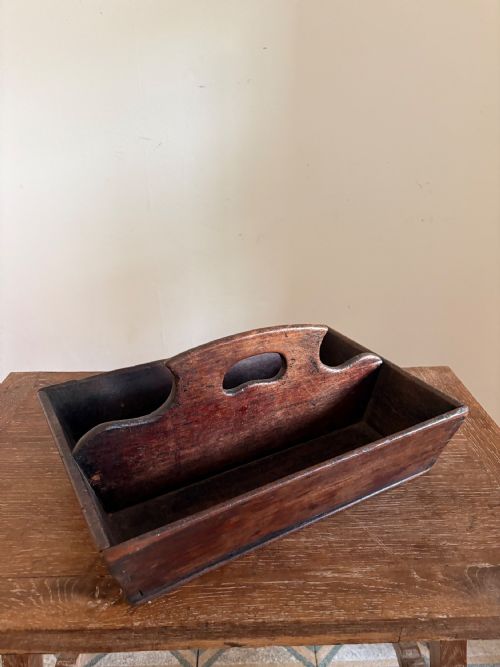 A WELSH GEORGIAN OAK BUTLERS CUTLERY TRAY C1800 CANTED SIDES DOVETAIL JOINTS 36CM - ADDITIONAL PHOTO 8