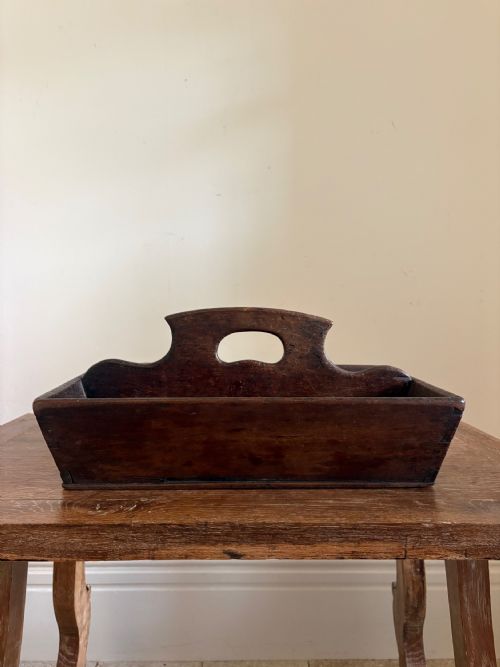A WELSH GEORGIAN OAK BUTLERS CUTLERY TRAY C1800 CANTED SIDES DOVETAIL JOINTS 36CM - ADDITIONAL PHOTO 16