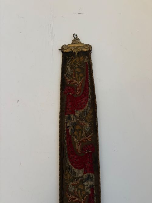 A 19TH CENTURY COUNTRY HOUSE HAND EMBROIDERED SILK AND BEAD BELL PULL 150CM C1850 - ADDITIONAL PHOTO 7