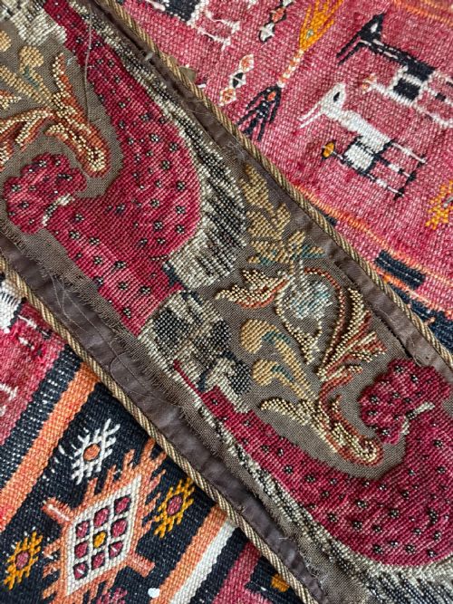 A 19TH CENTURY COUNTRY HOUSE HAND EMBROIDERED SILK AND BEAD BELL PULL 150CM C1850 - ADDITIONAL PHOTO 17