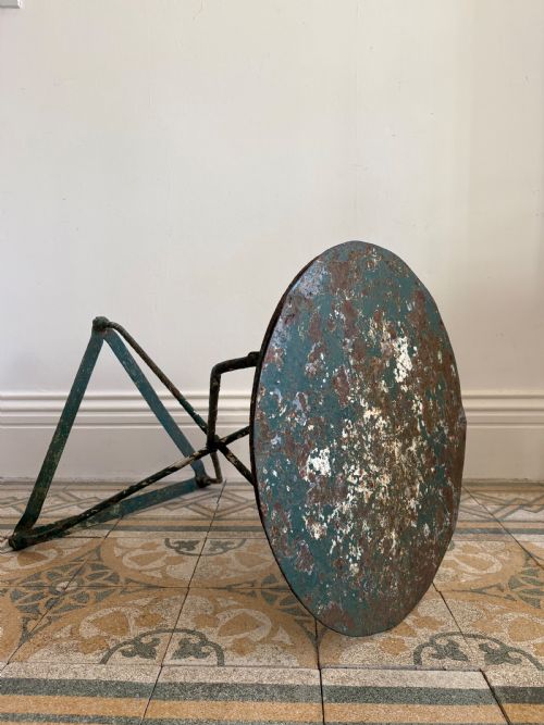 A 19TH CENTURY FRENCH CAST IRON GUERIDON ROUND TABLE GREEN PAINTED 55CM TOP - ADDITIONAL PHOTO 7