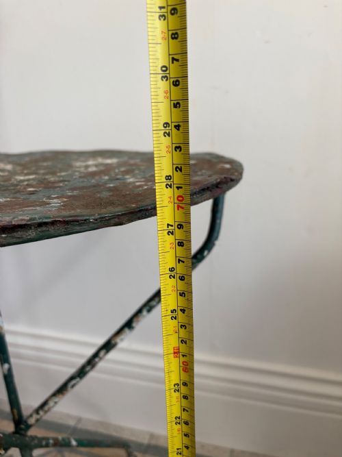A 19TH CENTURY FRENCH CAST IRON GUERIDON ROUND TABLE GREEN PAINTED 55CM TOP - ADDITIONAL PHOTO 3