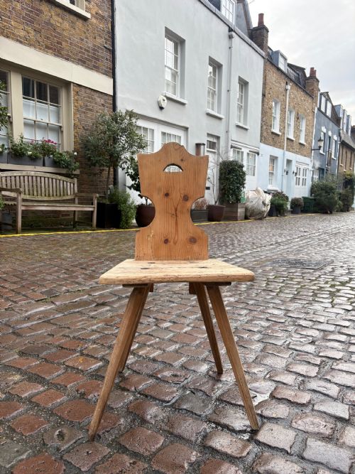 A 19TH CENTURY PRIMITIVE SWISS ALPINE FOLK CHAIR PINE - ADDITIONAL PHOTO 7