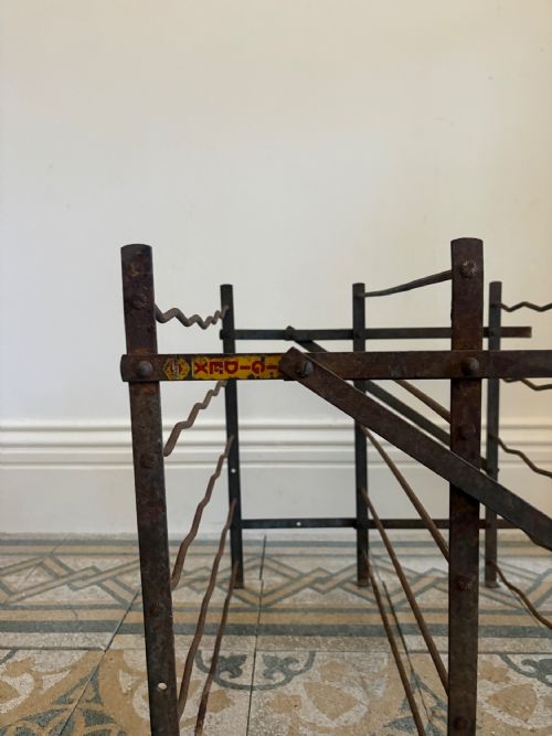 A FRENCH ANTIQUE RIGIDEX DEPOSE METAL WINE CELLAR RACK C1920 50 BOTTLES - ADDITIONAL PHOTO 1