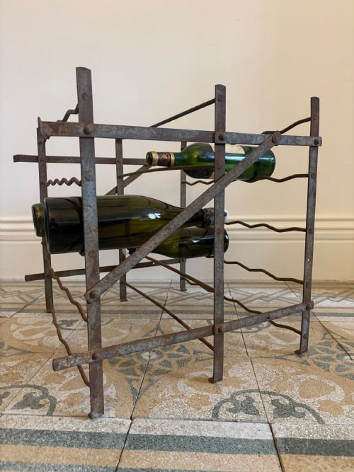 A FRENCH ANTIQUE RIGIDEX DEPOSE METAL WINE CELLAR RACK C1920 50 BOTTLES - ADDITIONAL PHOTO 8