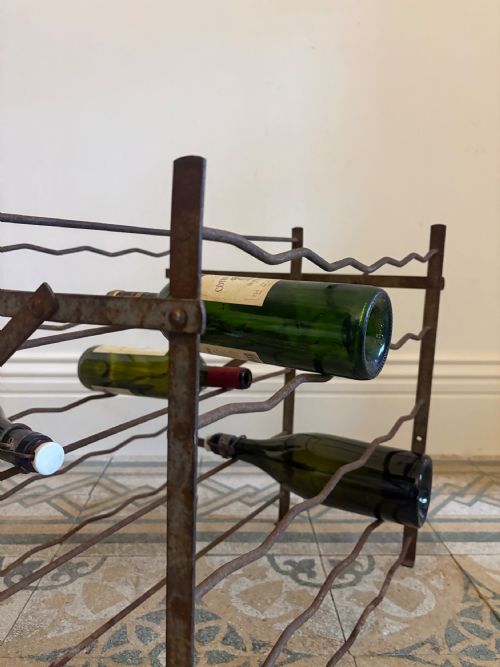 A FRENCH ANTIQUE RIGIDEX DEPOSE METAL WINE CELLAR RACK C1920 50 BOTTLES - ADDITIONAL PHOTO 9