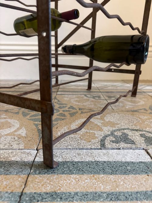 A FRENCH ANTIQUE RIGIDEX DEPOSE METAL WINE CELLAR RACK C1920 50 BOTTLES - ADDITIONAL PHOTO 10