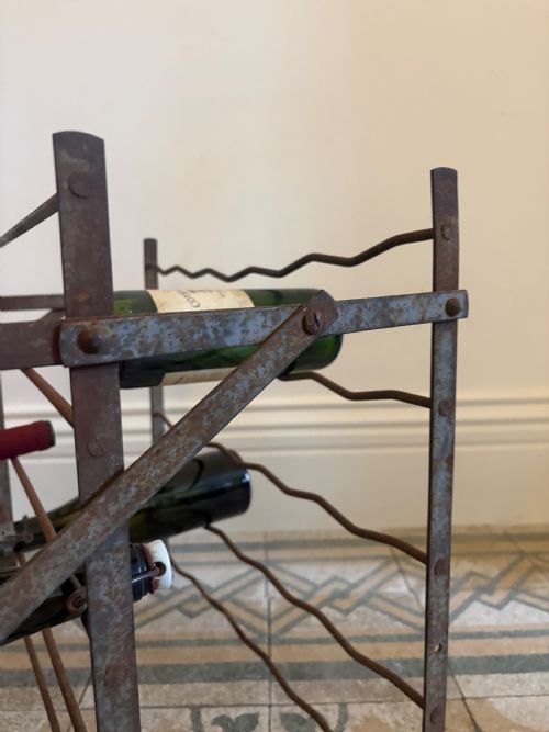 A FRENCH ANTIQUE RIGIDEX DEPOSE METAL WINE CELLAR RACK C1920 50 BOTTLES - ADDITIONAL PHOTO 14