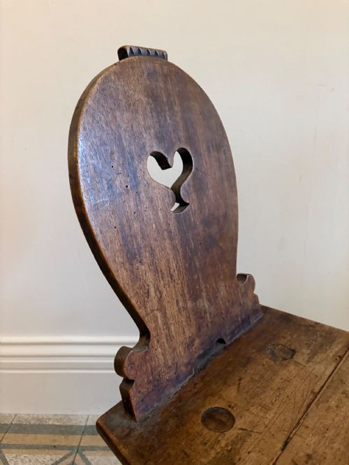 A 19TH CENTURY PRIMITIVE SWISS ALPINE FOLK CHAIR FRUITWOOD - ADDITIONAL PHOTO 3