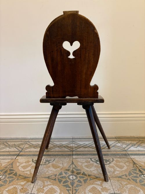 A 19TH CENTURY PRIMITIVE SWISS ALPINE FOLK CHAIR FRUITWOOD - ADDITIONAL PHOTO 4