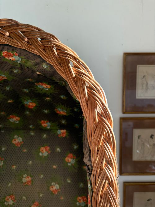 EARLY 20TH CENTURY ORIGINAL WICKER DOME TOP PORTERS CHAIR C19101920 170CM - ADDITIONAL PHOTO 11