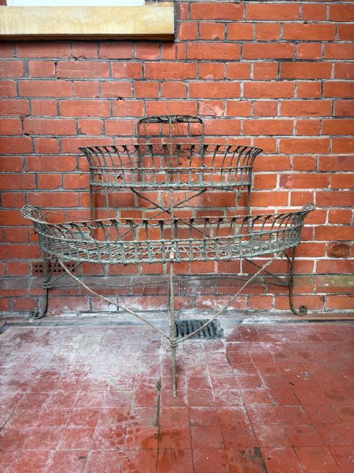 A 19THC ENGLISH WIREWORK 3 TIER PAINTED PLANT STAND LARGER 120CM WIDE MODEL - ADDITIONAL PHOTO 5