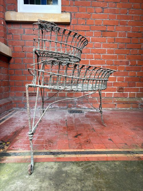 A 19THC ENGLISH WIREWORK 3 TIER PAINTED PLANT STAND LARGER 120CM WIDE MODEL - ADDITIONAL PHOTO 7