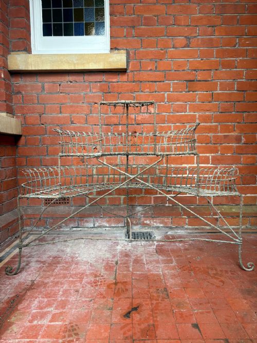 A 19THC ENGLISH WIREWORK 3 TIER PAINTED PLANT STAND LARGER 120CM WIDE MODEL - ADDITIONAL PHOTO 8