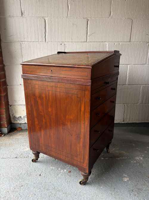 A WILLIAM 1V FLAME MAHOGANY DAVENPORT DESK WITH SLIDING LEATHER SLOPE C1830 - ADDITIONAL PHOTO 4